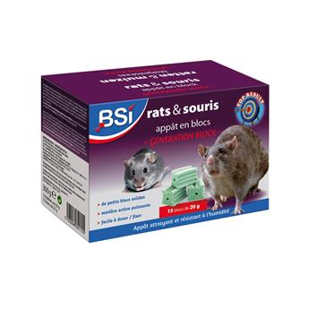 Rat et Souris appât en Bloc BSI Résistant à l´humidité
